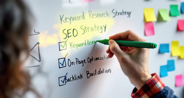 Two people discussing SEO strategy
