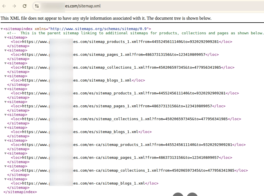 XML sitemap for search engines