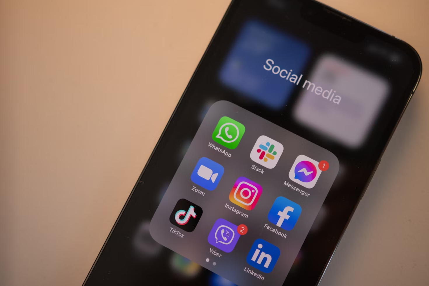 social media app in a phone