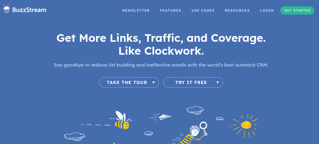 above the fold section of buzzstream 