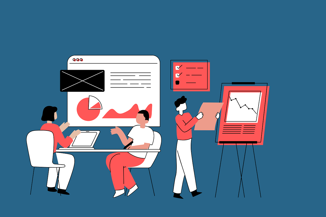 vector art of people discussing about strategy 