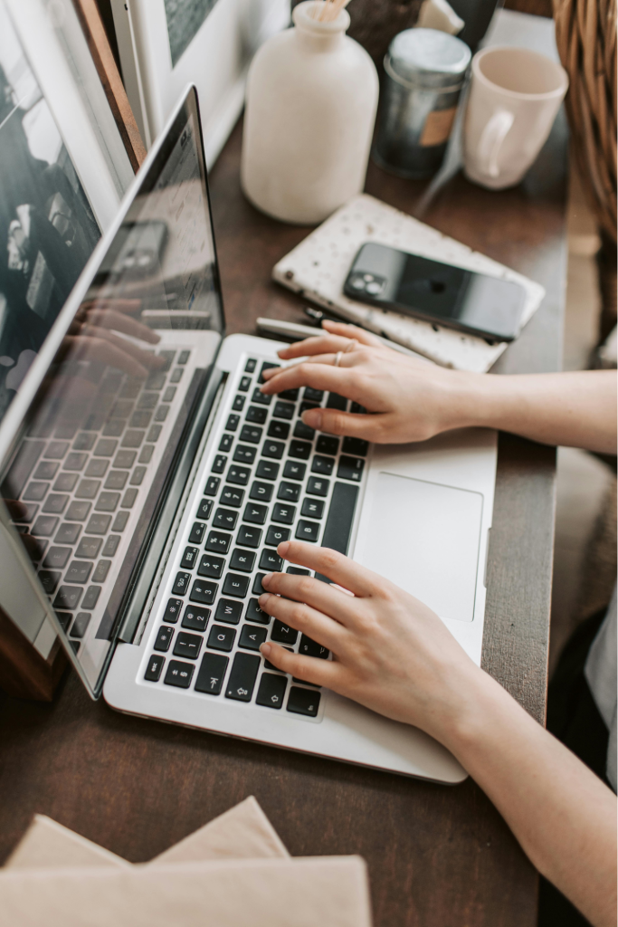 a female working on laptop