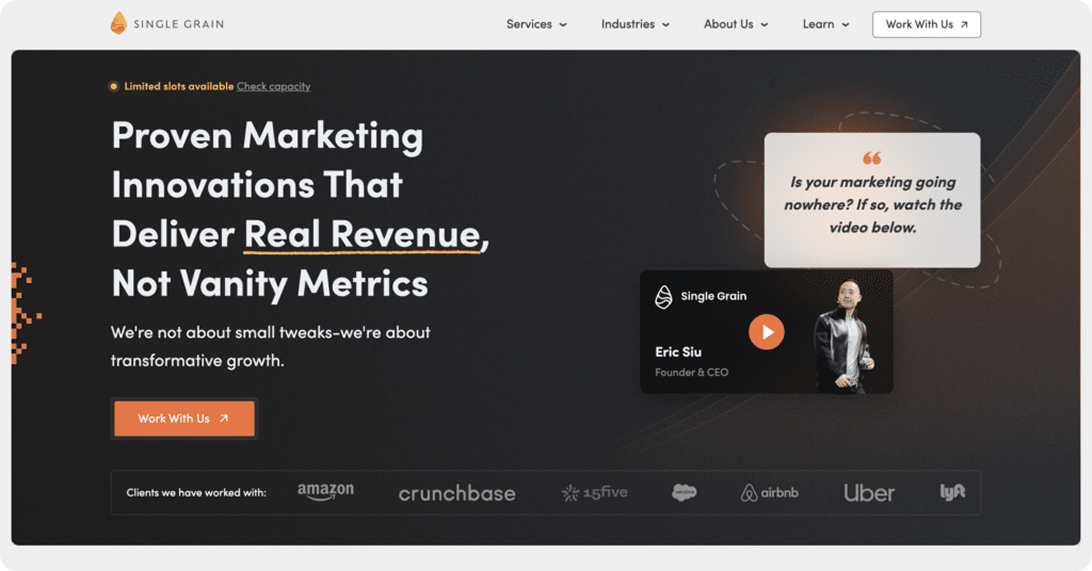 Single Grain website homepage screenshot