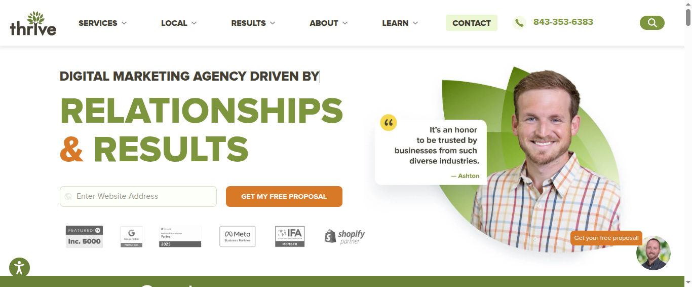 Thrive Internet Marketing Agency website homepage screenshot
