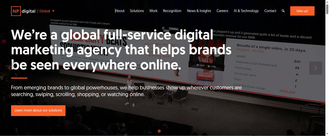 NP Digital website homepage screenshot