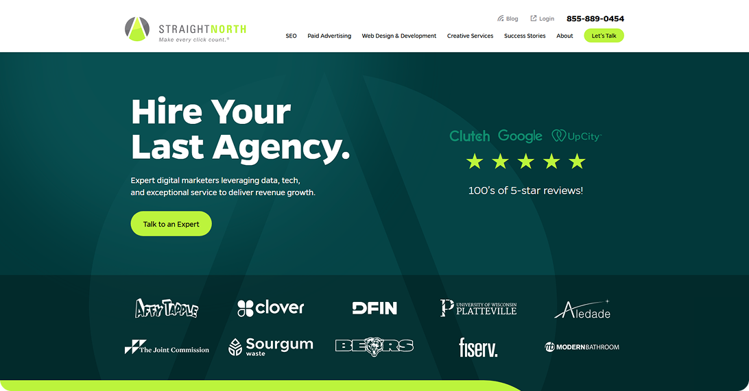 Straight North website homepage screenshot