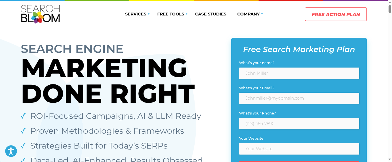 Searchbloom website homepage screenshot