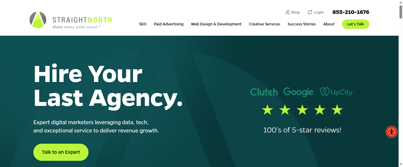 Straight North website homepage screenshot