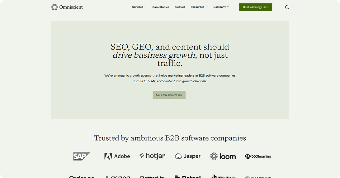 Omniscient Digital website homepage screenshot