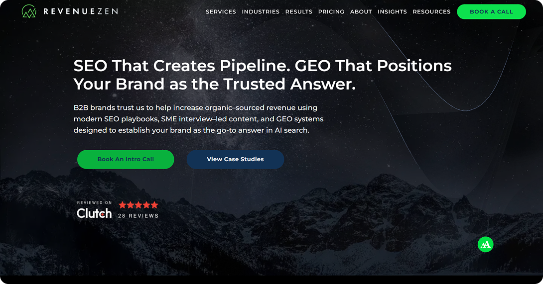 RevenueZen website homepage screenshot