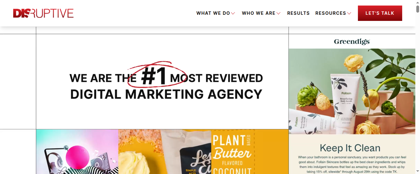 Disruptive Advertising website homepage screenshot
