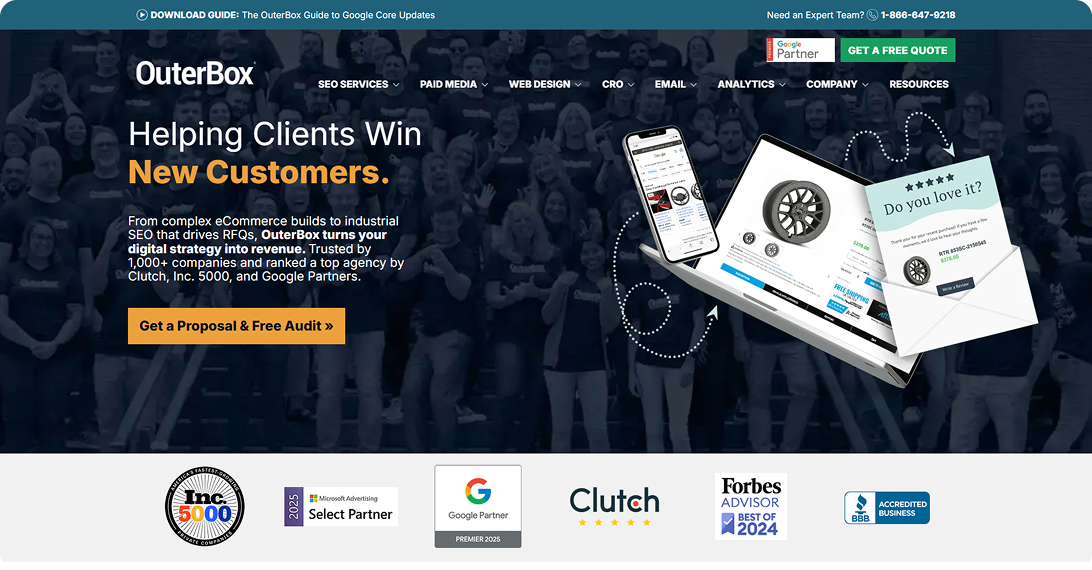 OuterBox website homepage screenshot