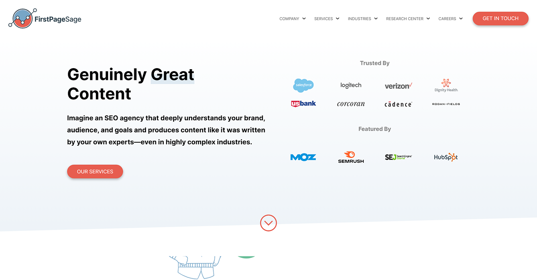 First Page Sage website homepage screenshot