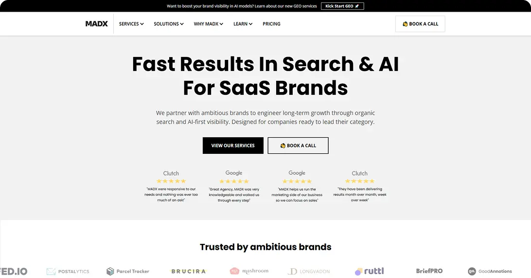 Madx Website homepage screenshot