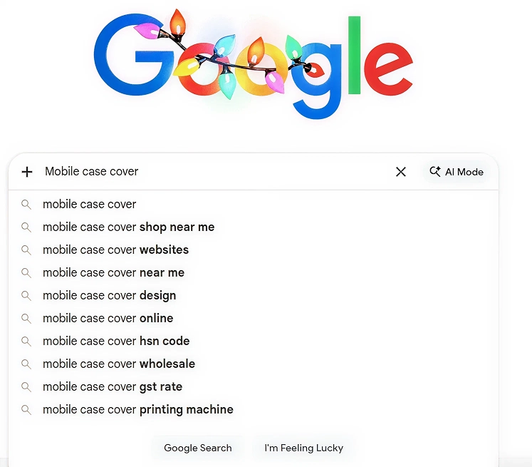 Google autocomplete suggestions for mobile case covers