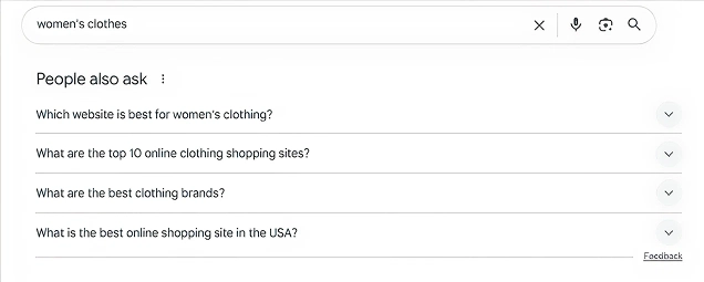 People also ask questions for women’s clothing