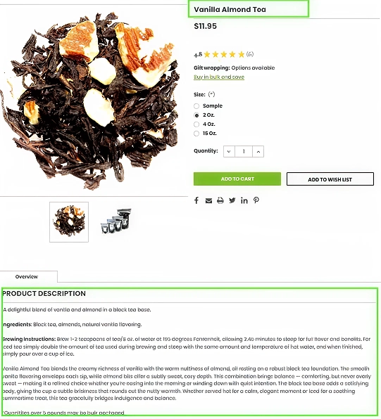Conversion focused product titles and descriptions