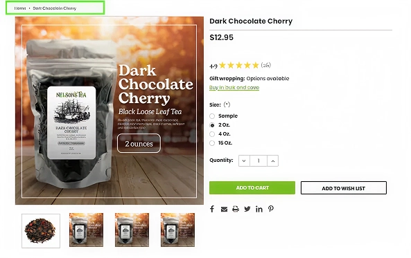 Breadcrumb navigation on ecommerce product pages