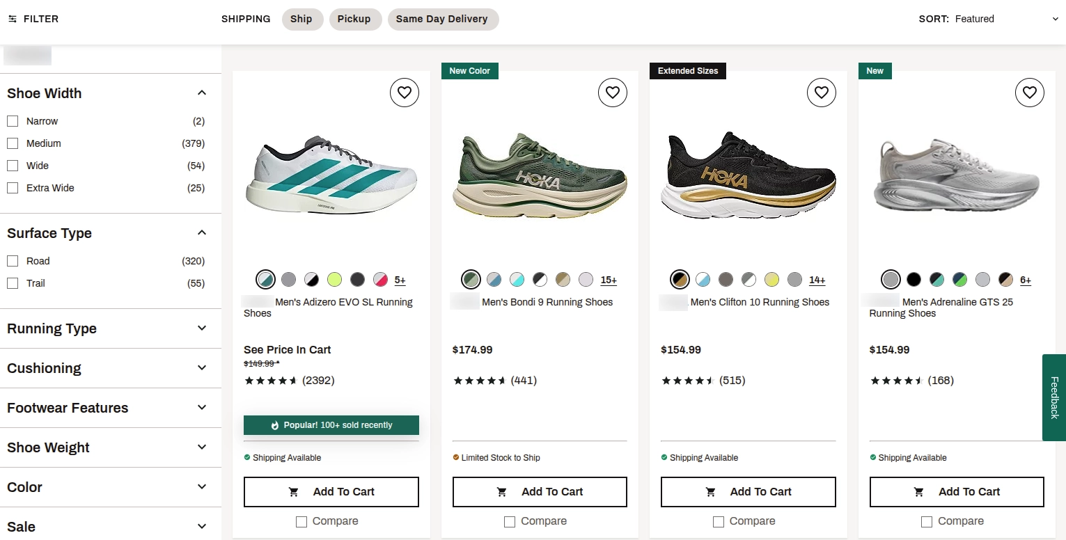 Category page optimization