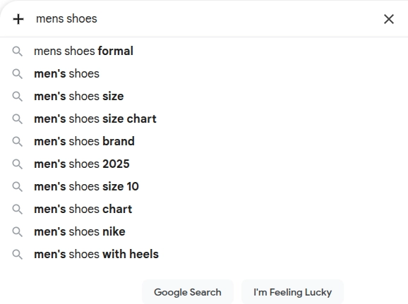 Google Autocomplete reveals popular product variations