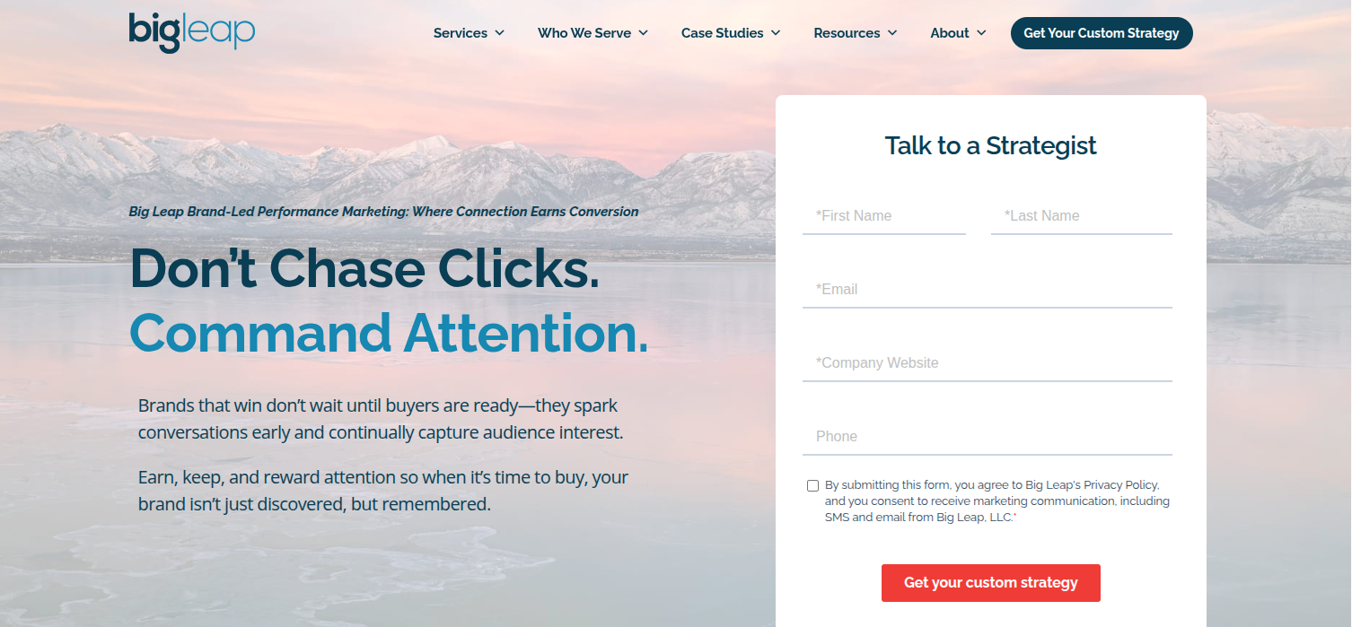Big Leap website homepage screenshot