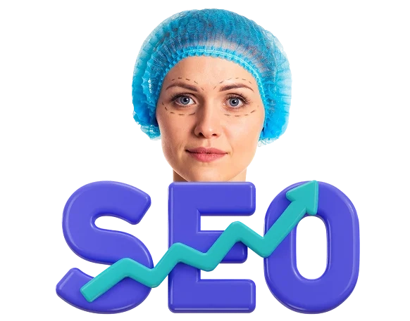Nurse with SEO growth arrow graphic.