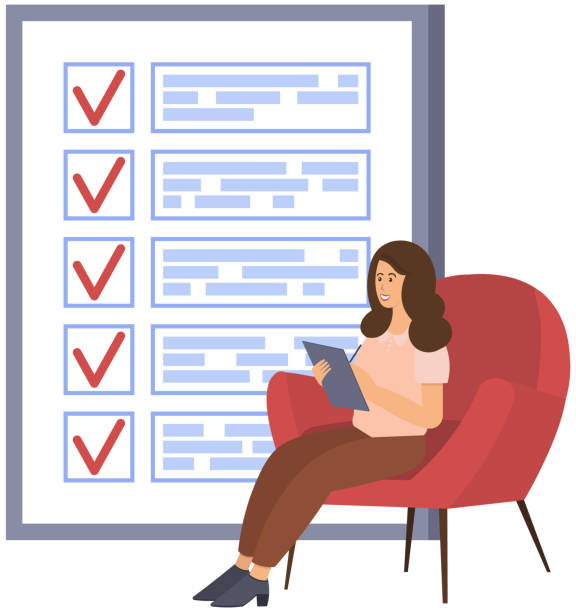 Illustration of woman reviewing checklist